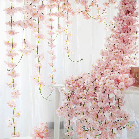 Artificial Sakura Flowers Vine Wedding Garden-HA00680-Veeddydropshipping