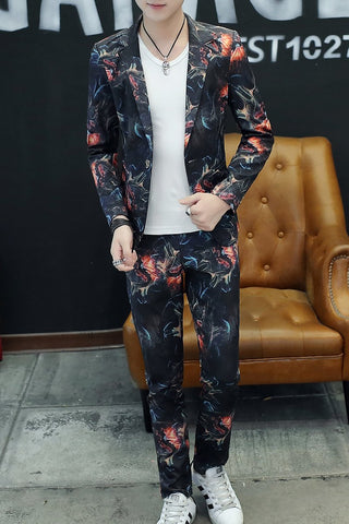Printed business Blazers/Male slim fit Casual suit of two-MF01272-Veeddydropshipping