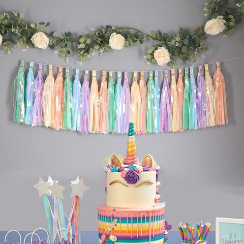 Iridescent DIY Tissue Paper Tassel Garlands-HA00587-Veeddydropshipping