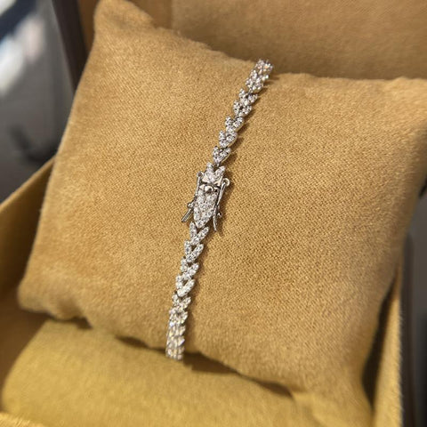 925 Sterling Silver Sparkling Carbon Diamond Ears Bracelet -JW00910-Veeddydropshipping