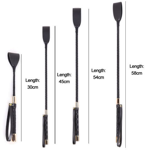 30-60CM Black PU Leather Spanking Paddle Long Whip Flirting Slave BDSM Flogger -BH01260-Veeddydropshipping