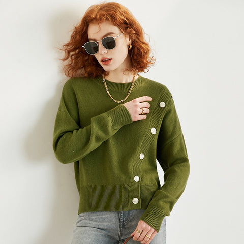 Women Sweaters Pullover Single-breasted Design Knitwears -WF00086-Veeddydropshipping