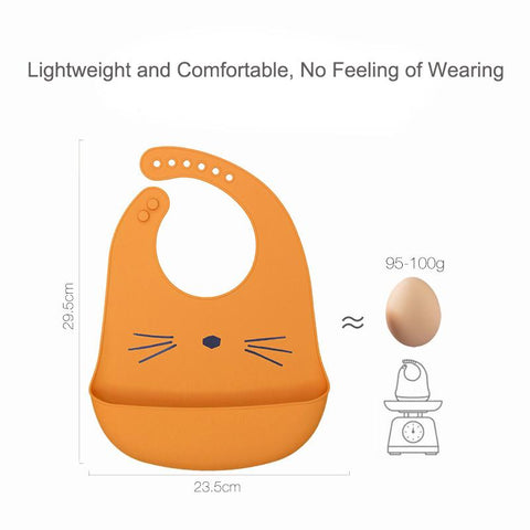 Waterproof Soft Baby Kids Silicone Bibs Cute Cartoon Printed Adjustable-TB00477-Veeddydropshipping