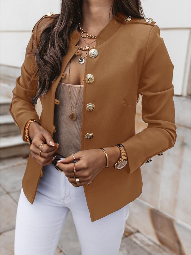 Women Long Sleeve Single Breasted Suits Blazer-WF00345-Veeddydropshipping