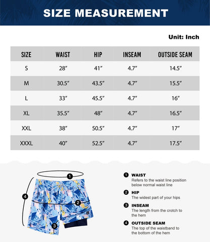 Mens Swimming Trunks with Compression Liner Stretch Mens Swimwear -OS00020-Veeddydropshipping