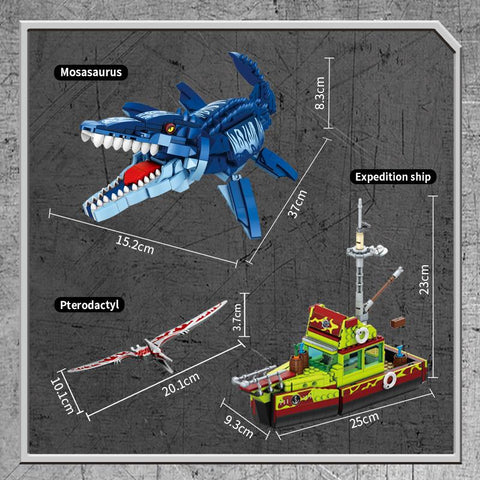 Building Blocks Dinosaur Ideas MOC Animal Escape Mosasaurus Ocean-TB01487-Veeddydropshipping