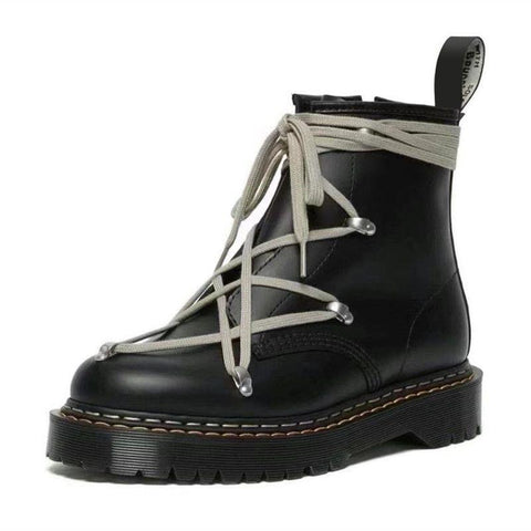 Platform Cross Tied Motorcycle Booties Female Winter Shoes-BS00994-Veeddydropshipping