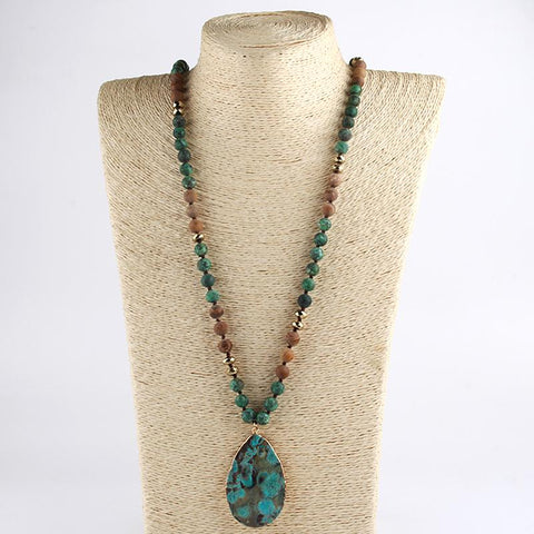 Jewelry Natural Necklace Stones With Semi Precious Pendant-JW01252-Veeddydropshipping