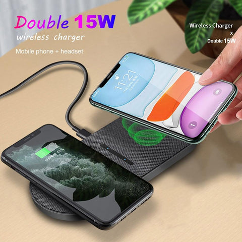 30W Dual 15W Wireless Charger for iPhone 14 13 12 11 Pro XS XR X 8 Samsung S21 S22-PA01040-Veeddydropshipping
