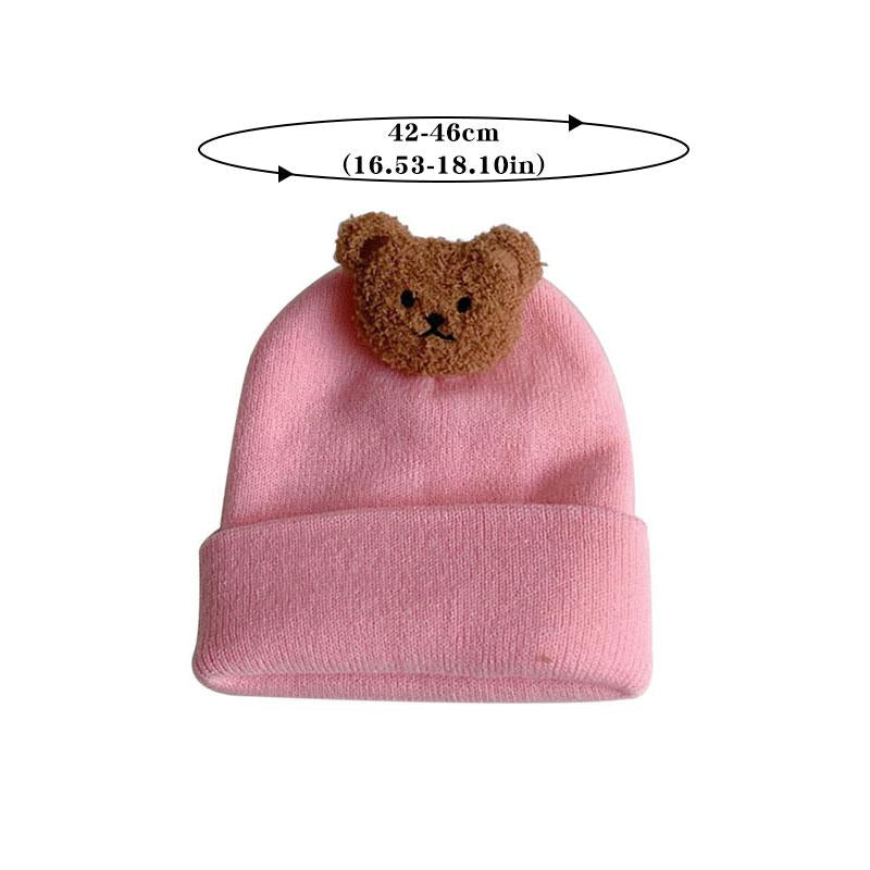 Korean Cartoon Bear Baby Hat Soft Cute Solid Color Newborn Beanie Cap-Veeddydropshipping-5
