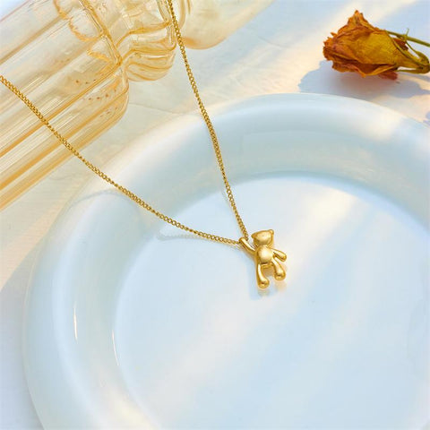 Stainless Steel Cute Bear Pendant Necklace For Women Fashion-JW01282-Veeddydropshipping