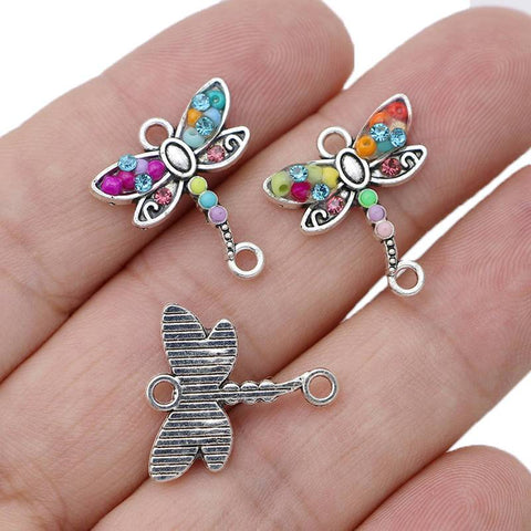 Silver Plated Crystal  Charm Connector for Making DIY Jewelry -JW01605-Veeddydropshipping