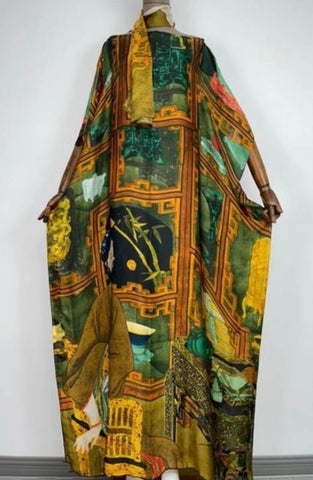 African Women Beach Loose Kaftan Maxi Dresses-WF01741-Veeddydropshipping