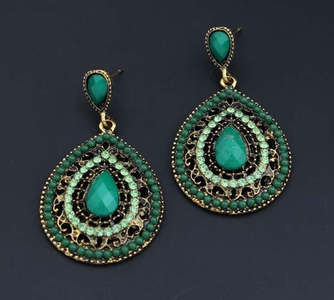 Dangle Vintage Red Big Crystal Drop Earrings Wedding Earrings Jewelry-JW01441-Veeddydropshipping