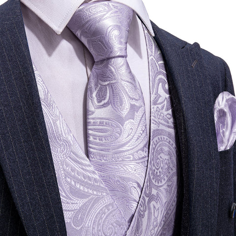 Paisley Jacquard Folral Silk Waistcoat Vests Handkerchief Tie Vest-MF01253-Veeddydropshipping