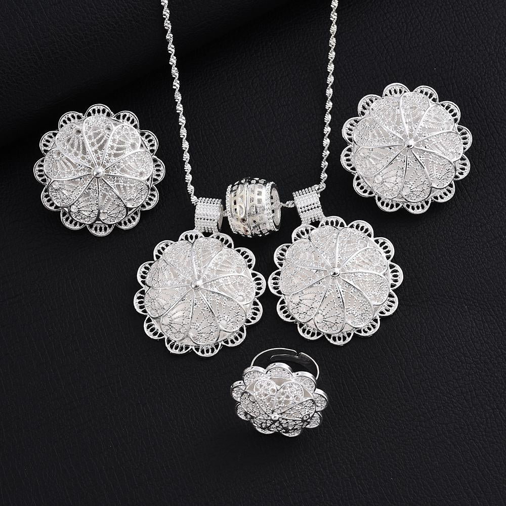 Fashion Silver Jewelry set chain earring 24k Gold Color -JW01342-Veeddydropshipping