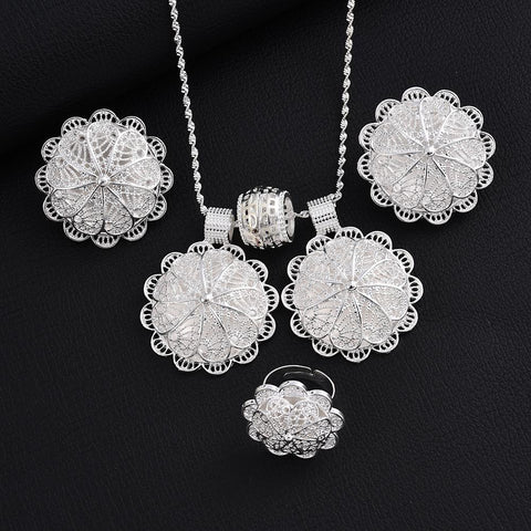 Fashion Silver Jewelry set chain earring 24k Gold Color -JW01342-Veeddydropshipping