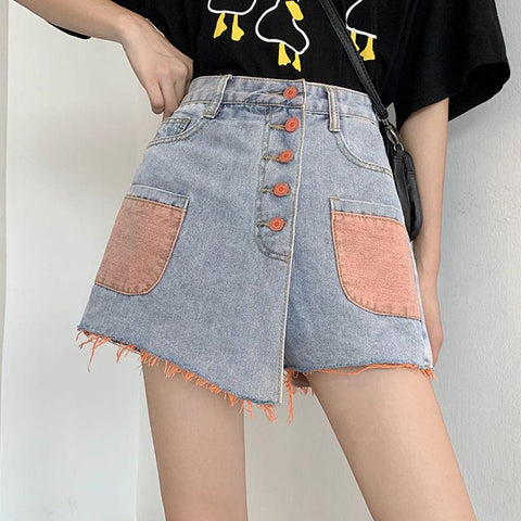 Shorts Skirts Women Denim Shorts High Waist-WF00610-Veeddydropshipping
