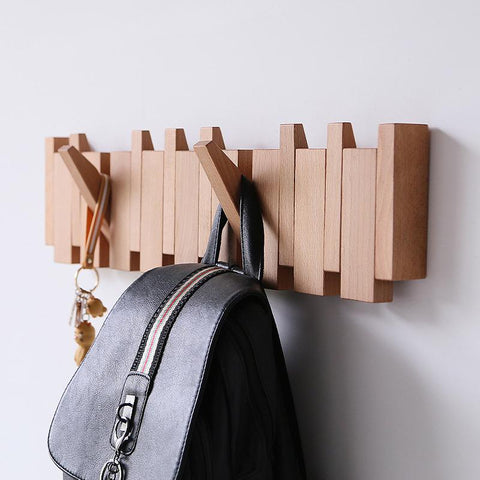 Beech Walnut Coat Rack Wall Mounted Sticks-HA01718-Veeddydropshipping