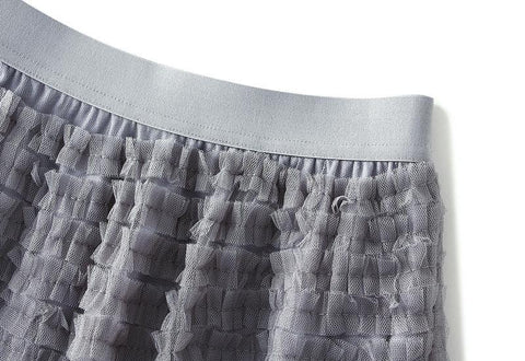 Party Skirt Elastic High Waist Long Tulle Skirt-WF00425-Veeddydropshipping