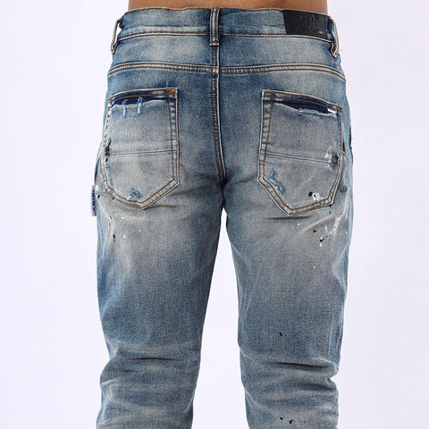 fashion jeans men male street blue denim pants Ink throwing-MF00582-Veeddydropshipping