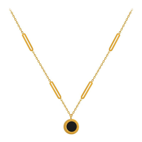 Fashion Stainless Steel Roman Digital Wafer Pendant Necklace -JW01219-Veeddydropshipping