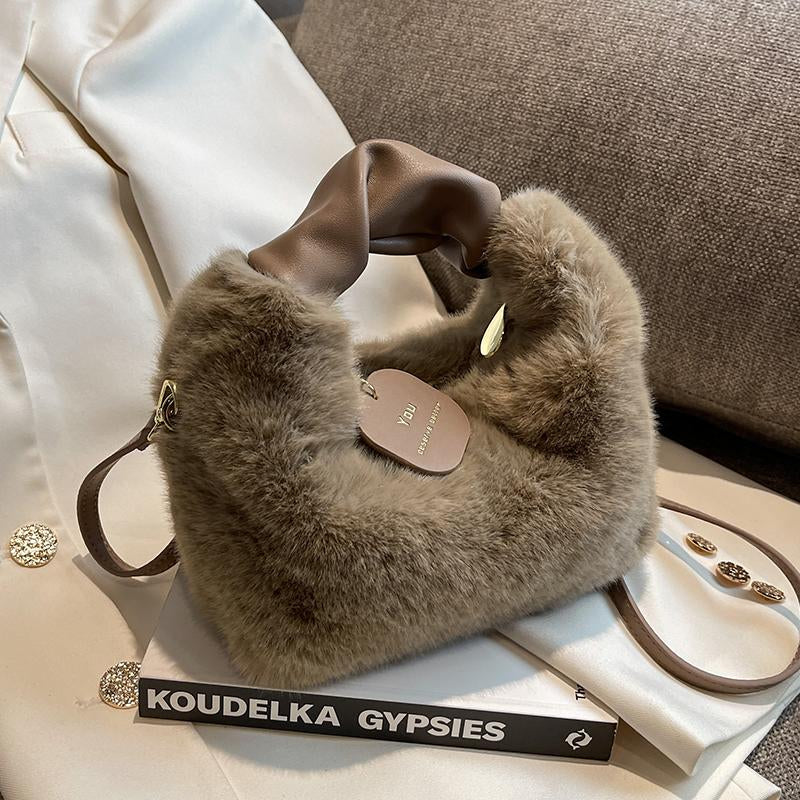 winter new warm soft plush tote bag shopping bags Messenger-BS00117-Veeddydropshipping