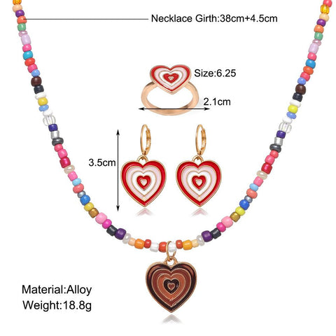 4 Pcs Fashion Jewelry Dripping Oil Heart Pendant Necklace  -JW00303-Veeddydropshipping