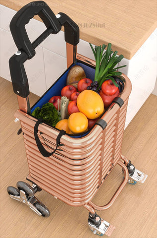 Multifunctional Stainless Steel Shopping Cart-HA01747-Veeddydropshipping