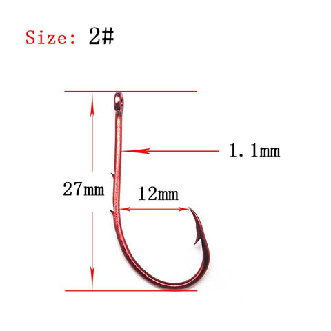 100 pcs High Carbon Steel Fishing Hook Double Barb Red Covering Fishhook -OS00440-Veeddydropshipping