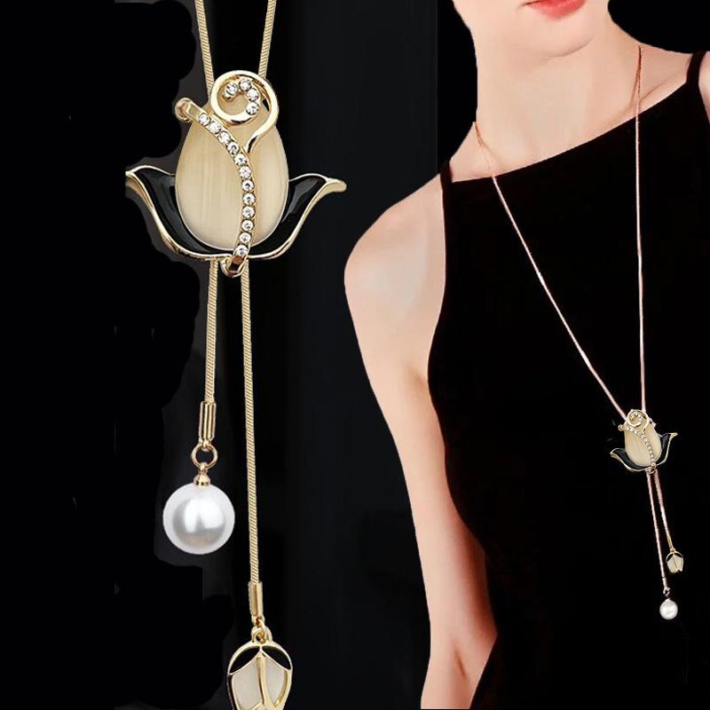 Chain Necklaces for Women Vintage Crystal Tassel Necklaces -JW01293-Veeddydropshipping
