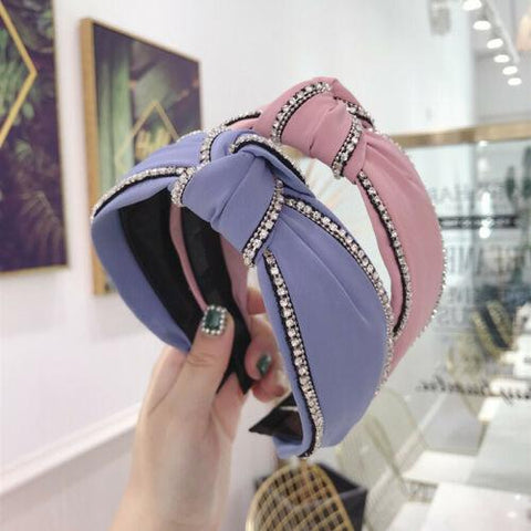 Ladies Crystal Tie Headband Hairband-WF01098-Veeddydropshipping
