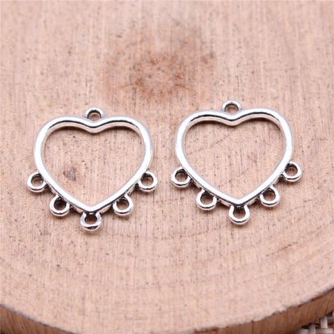 40pcs  Heart Earrings Connector Charms Jewelry DIY Findings Jewelry -JW01650-Veeddydropshipping