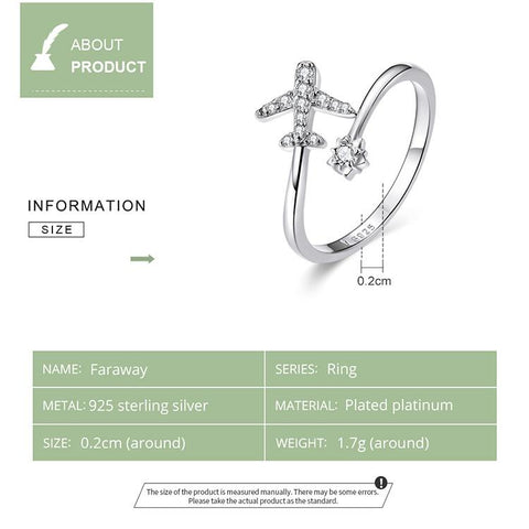 925 Sterling Silver Flying Plane Open Finger Rings for Women-JW00008-Veeddydropshipping