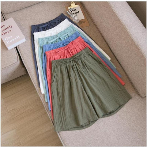 Women Shorts Casual Drawstring Elastic Waist-WF00525-Veeddydropshipping