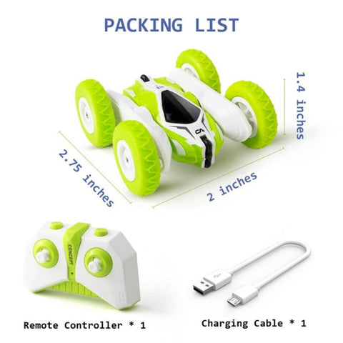 Green Mini RC Cars Stunt Car Toy, 2.4GHz Remote Control Car Double-TB01431-Veeddydropshipping