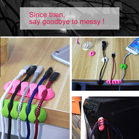 Silicone Mobile Phone Cable Organizer USB Cables Conector Aux Cord Holder Black White Multi-PA00858-Veeddydropshipping