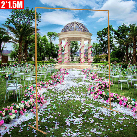 Wedding Arch Square Iron Backdrop Gold Stand Props-HA01650-Veeddydropshipping
