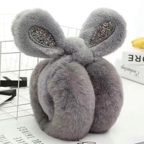 Cute Rabbit Ears Warm Earflaps Thicken Furry Fold-Veeddydropshipping