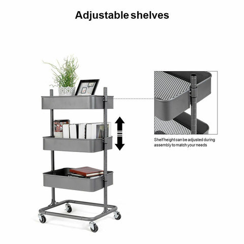 Tier Metal Rolling Utility Cart Storage-HA00899-Veeddydropshipping