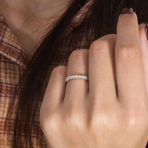 14k White Gold Engagement Wedding MoissaniteDiamond Band Ring-JW00130-Veeddydropshipping