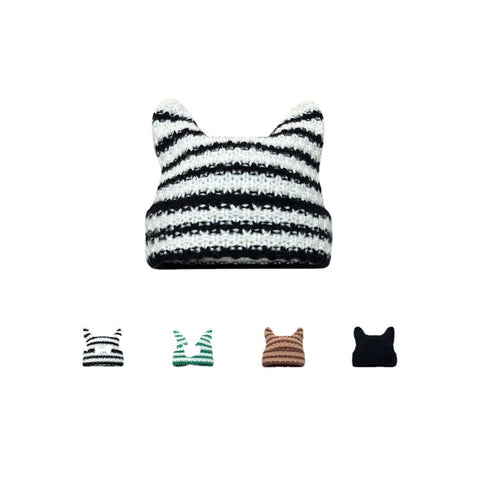 Striped Knitted Wool Cap Autumn and Winter-Veeddydropshipping