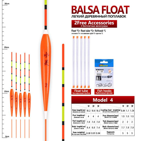 5pcs/lot Shallow Water Fishing Floats Balsa Material Bobber +5pcs Float Tubes+1 Bag Gift -OS00400-Veeddydropshipping