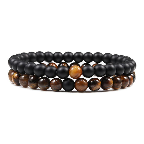 1-2PCS Beaded Bracelets Bangles Set Natural Lava Stone-JW00924-Veeddydropshipping