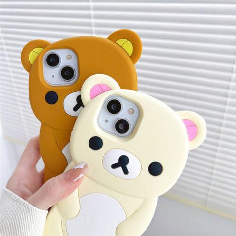 Cute Bear Cartoon Silicone Soft Phone Case Cover for iPhone 11 13 14 Pro Max-PA00148-Veeddydropshipping