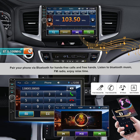 7&quot; Double 2 Din Car Stereo Screen Fm Usb Bluetooth Radio Mp5-AM00649-Veeddydropshipping