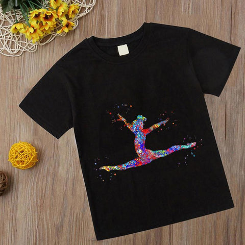 Watercolor Gymnastics T Shirt New Kids Girl Tshirt Kawaii gymnastics art Top-TB01143-Veeddydropshipping