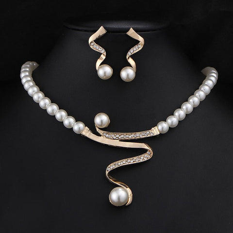 pearl Bridal Jewelry Sets  Pearl Drop  Wedding Jewelry Sets  -JW00280-Veeddydropshipping