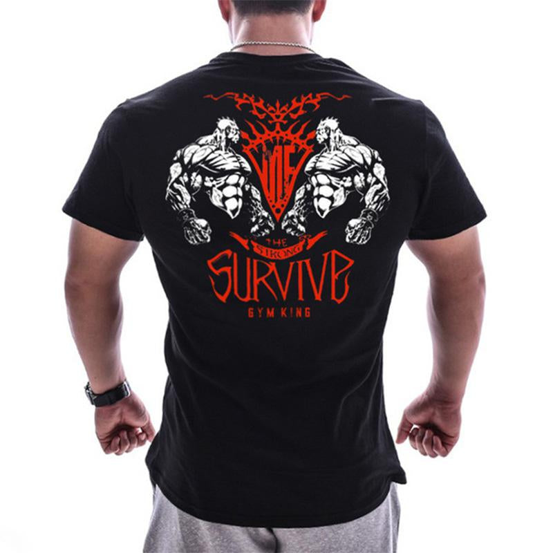 New Fitness Suit O-Neck Short Sleeve Men's T-shirt Top-Veeddydropshipping