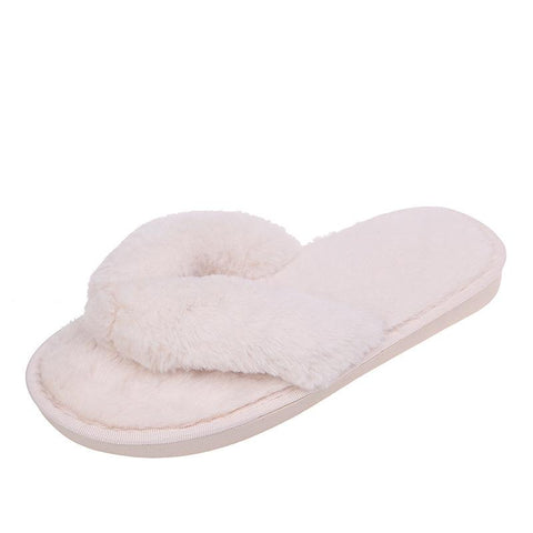 Faux Fur Cross Indoor Floor Slides Flat Soft Furry Shoes Ladies-BS01131-Veeddydropshipping